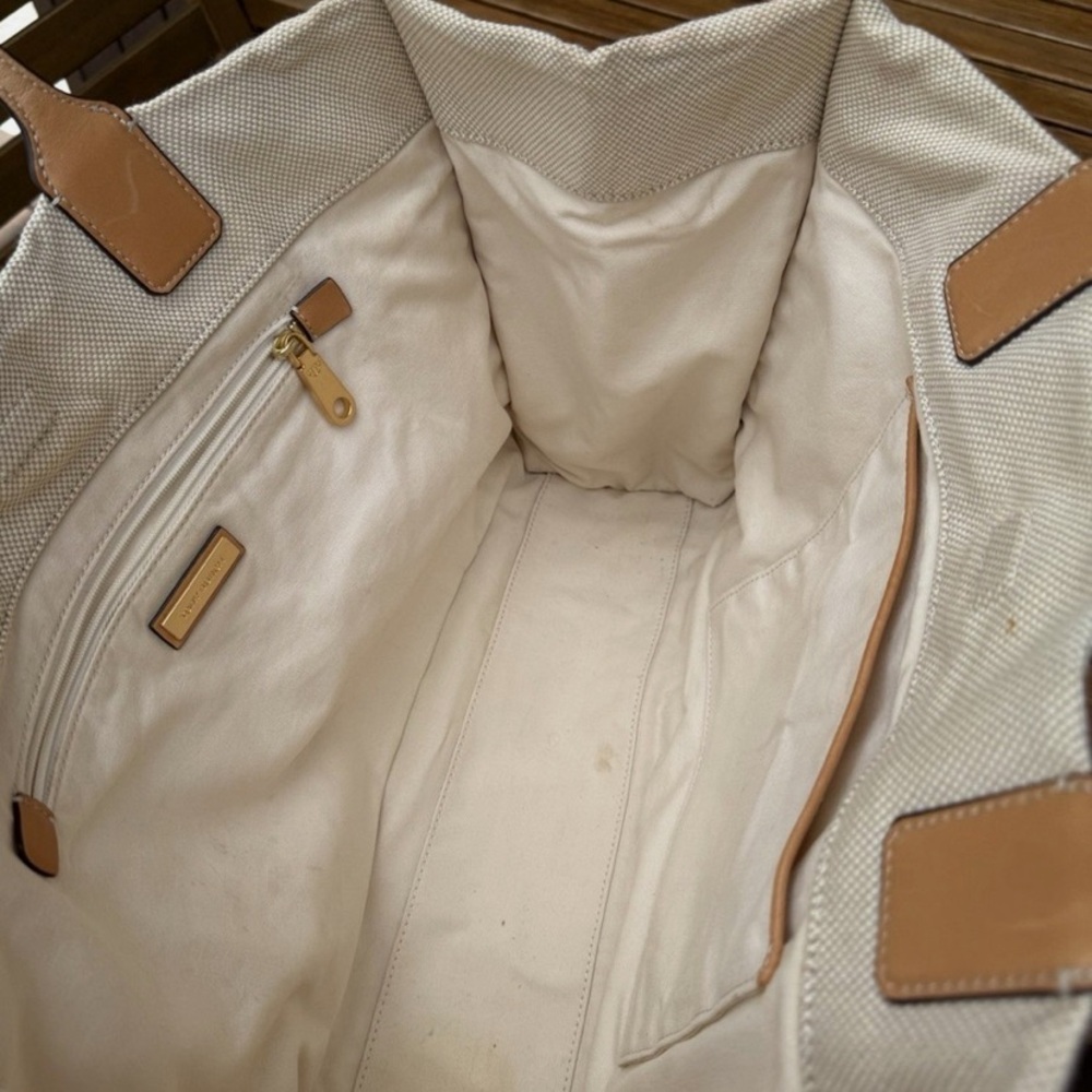 Large Tory Burch Cream and Tan Tote Bag - Picture 13 of 15